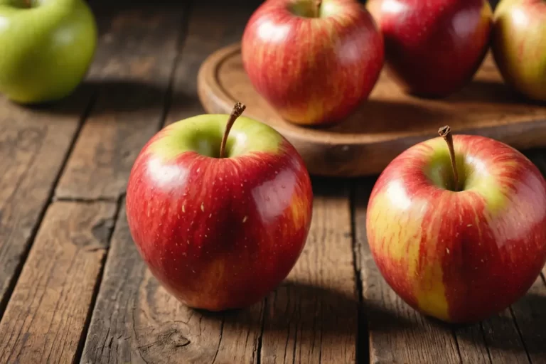 Apples on wooden table